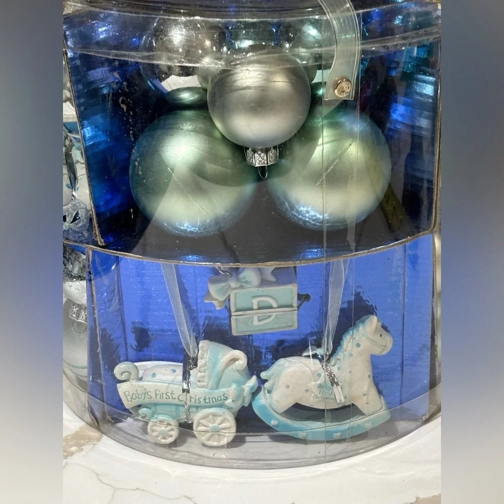 VTG Baby's First Christmas 66 Ornaments Set Boy Blue and Silver 2007 Target